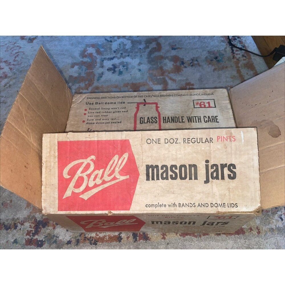 1964 Vintage ORIGINAL BALL Pint Jars incl. Original One Dozen With Box ! Rare